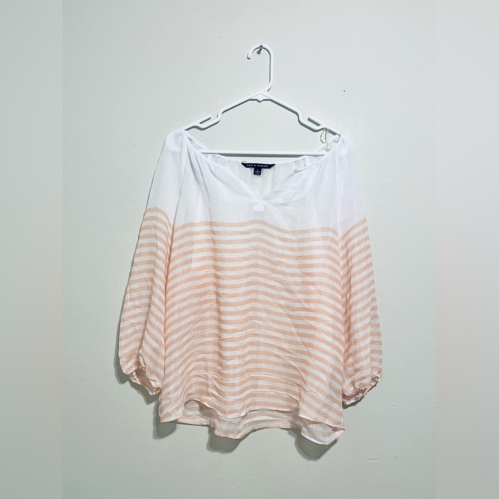 Zac & Rachel Women’s  Peach Pink White Striped Lightweight‎ Top Size L